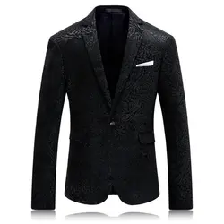 Жаккардовый мужской костюм куртка с длинными рукавами тонкий дизайн мужские костюмы блейзеры Азиатский размер s-XXXXL черные мужские пальто