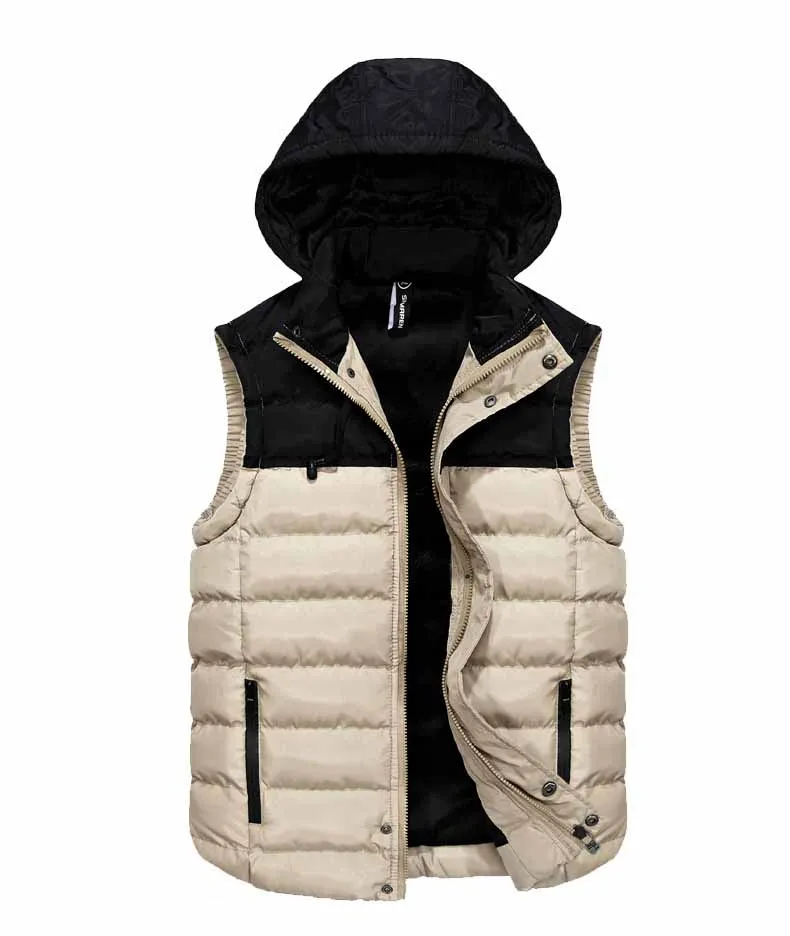 Брендовая мужская флисовая куртка без рукавов зимняя модная повседневная куртка с капюшоном жилет с хлопковой подкладкой мужской утепленный жилет 3XL BF66032