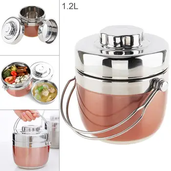 

Portable Heat Preservation Stainless Steel Lunch Box with Double Deck Multipurpose Bento Box for Food Container Storage