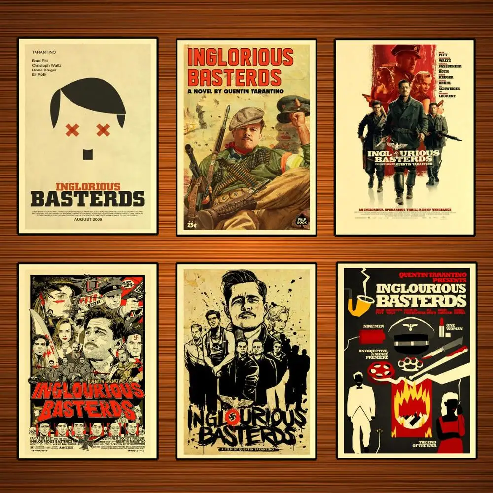 Винтажный портрет Quentin Inglourious Basterds из крафтовой бумаги наклейка на стену брезент |