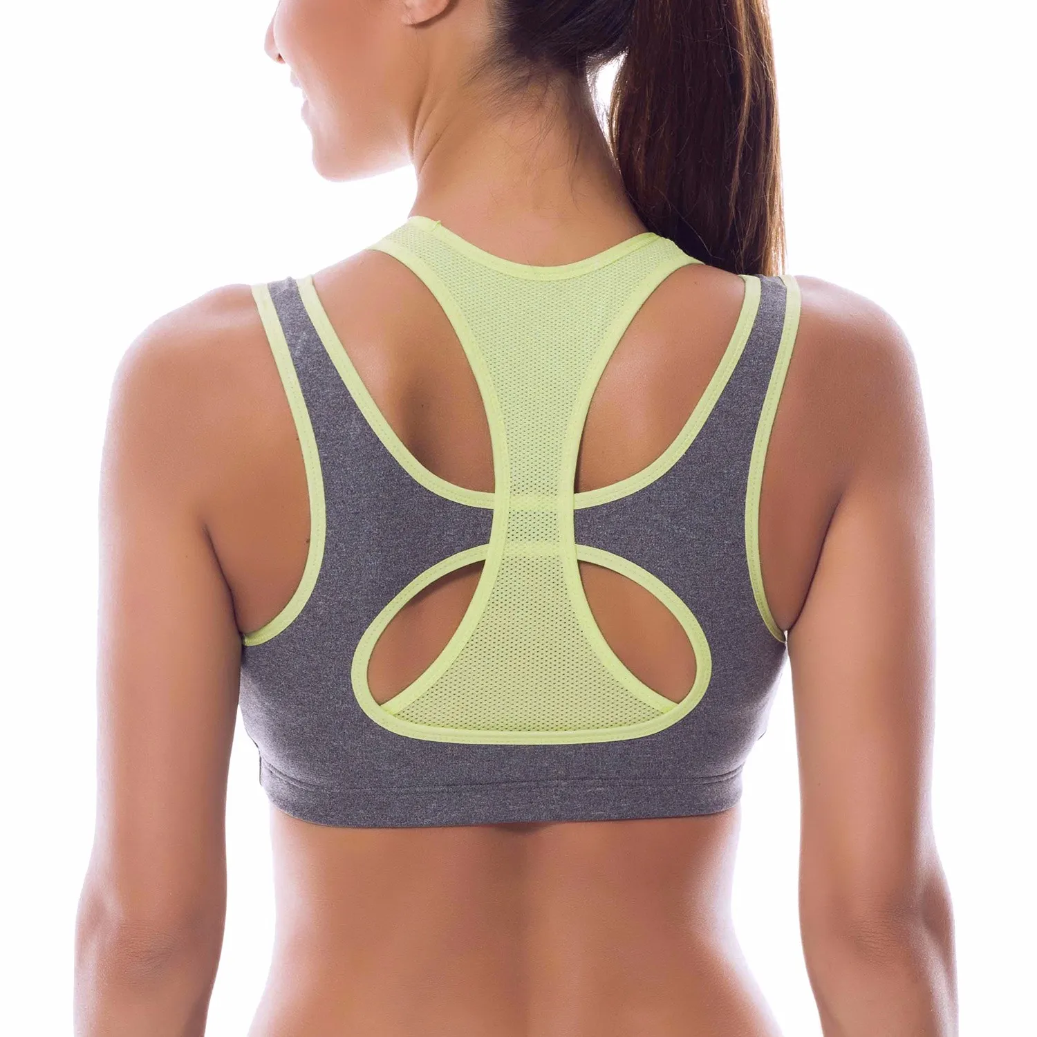 Women's High Impact Support Wirefree Workout Racerback Sports Bra Top