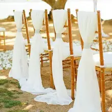 Цветочный белый шифон цвета слоновой кости ленты для свадебных стульев банты стул Чехлы для свадьбы DIY Свадебная вечеринка банкет украшения для стульев