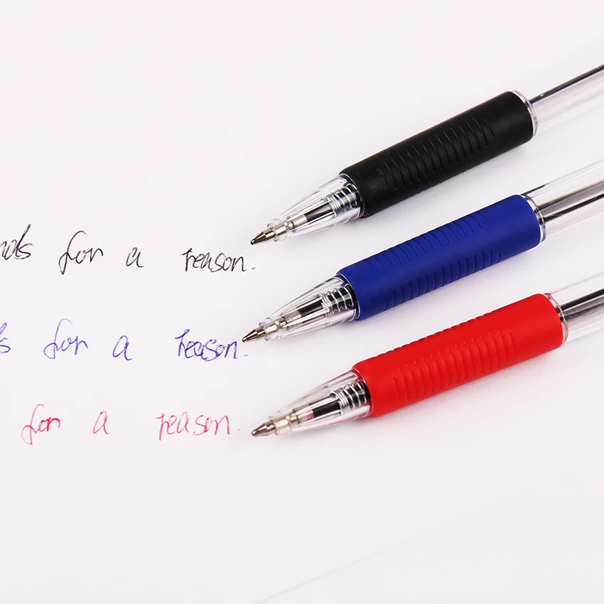 TENFON 1 шт. пластиковая шариковая ручка красный синий и черный 3 цвета, Шариковая прозрачная шариковая ручка B-522
