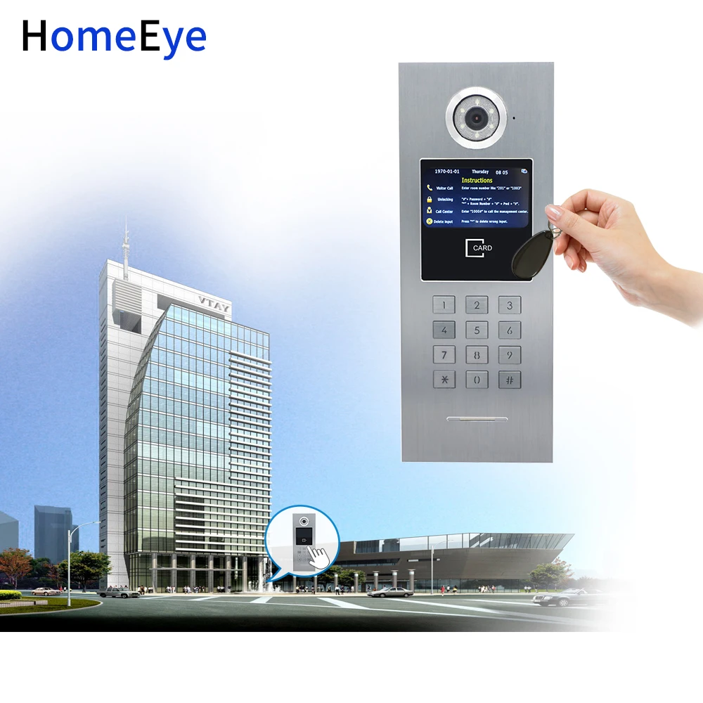 WiFi IP Video Door Phone Intercom Video Door Bell Access Control System Password/RFID Card iOS Android APP/2 Doors 10 Apartments
