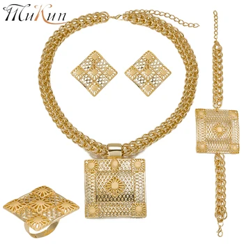 

MUKUN fine quality jewellery sets for women Dubai Gold color Jewelry sets African Women Big Necklace Jewellery Mother's Day gift