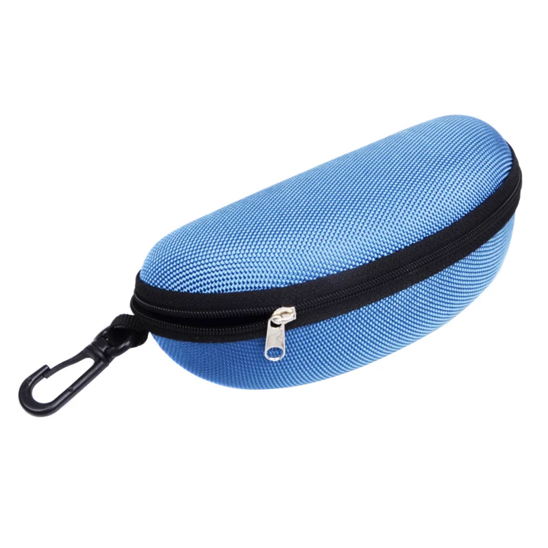 Portable Sunglasses Case Glasses Protector Lightweight Zipper Eyeglass Shell with Carabiner New - Цвет: blue