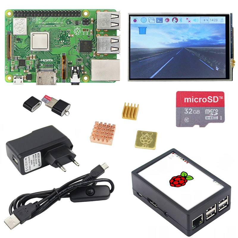 

New Raspberry Pi 3 Model B+ LCD Kit + 3.5 inch Touchscreen + Daul Use ABS Case + 16/32GB SD Card + Power Adapter + Heat sink