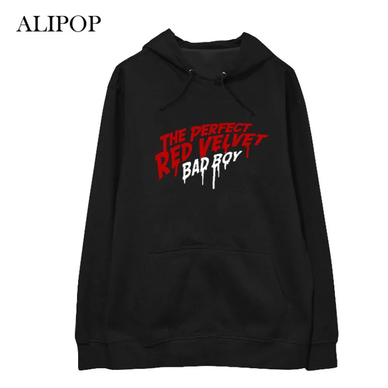 ALIPOP Kpop Red Velvet Bad Boy Album Fleece Hoodie Hip Hop Casual Cotton Hoodies With Hat Printed Long Sleeve Sweatshirts WY635 | Женская