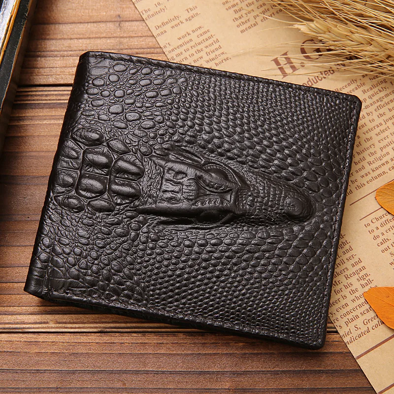 

Men Wallets Genuine Leather Alligator Pattern Wallet Men Card Holder Bifold Design Wallet Money Bag Male Coin Pocket NEW