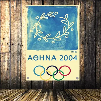 

"2004 Athens Olympics" Four holes Flag Banner Football Poster Boy dormitory bedroom wall decoration