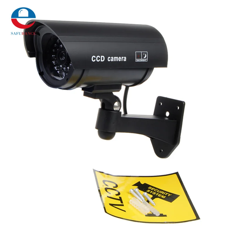 

25mm Color Plastic Lens Fake Dummy CCTV Surveillance IR LED Imitation Security Safely Camera With Warning Tape Screw Black