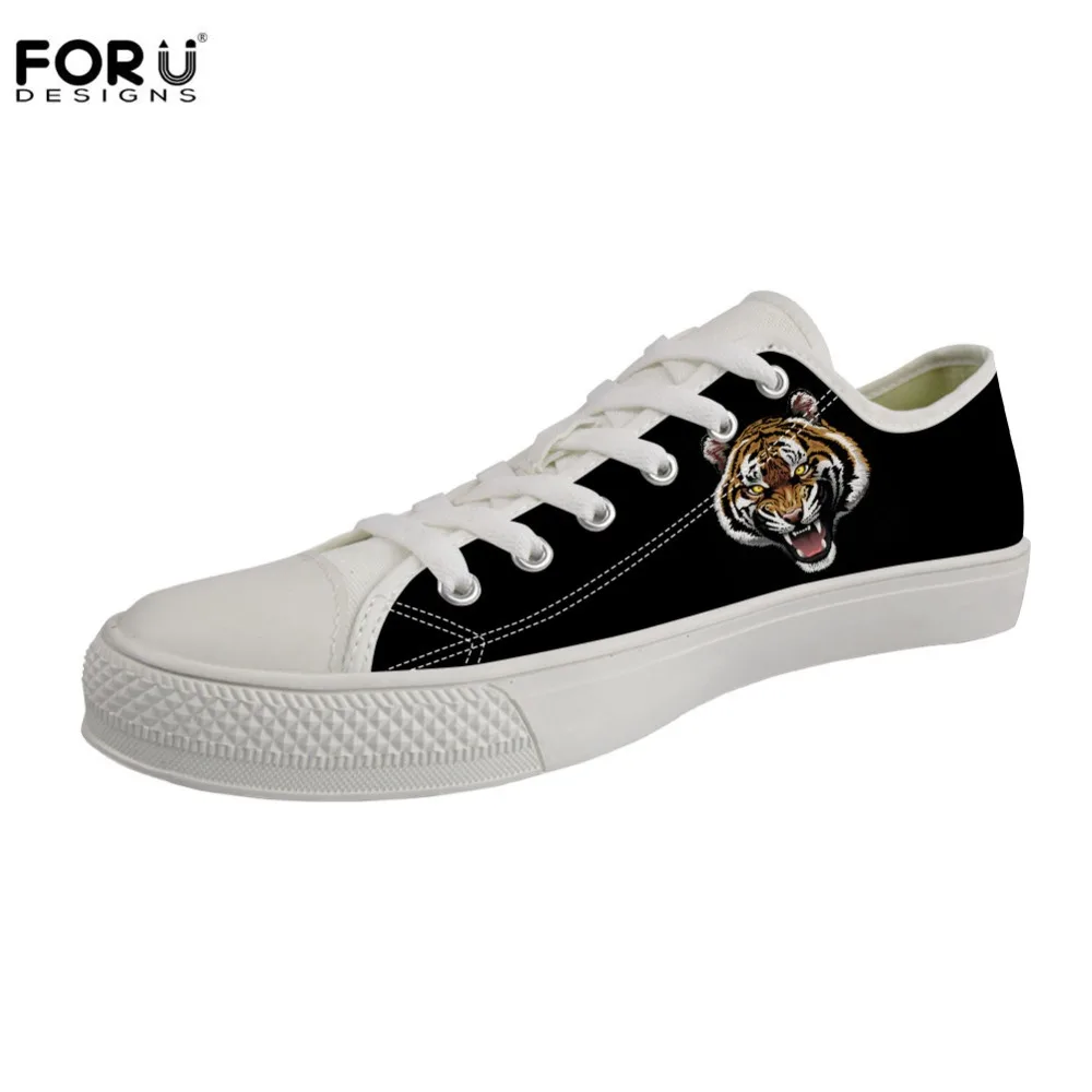 

FORUDESIGNS Cool Tiger Beast Printing Flats Shoes Women Men Breathable Sole Canvas Walking Shoe Student Sneakers Footwear 36-48#