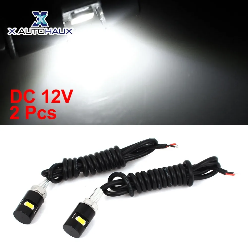 

X AUTOHAUX 2PCS Of 18 x 12mm/0.7" x 0.47"(L*D) Car Auto Motor White LED Tail Tidy Number License Plate Srew Bolt Light Lamp