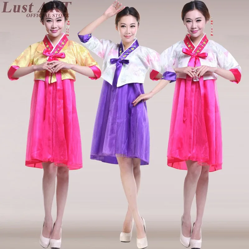 Новое корейское ханбок Женская традиционная корейская одежда дамы Корейский ханбок платье Летнее корейское традиционное платье AA213