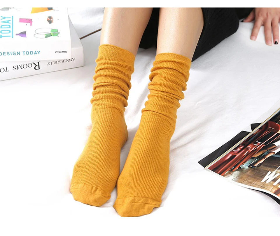 Hot Harajuku Cool Socks Art Women Fashion Cotton socks Comfortable Four Seasons Solid Simple Female Sox In Winter Autumn (4)