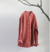 New product launch in the spring of 2016, the original design loose big yards cotton linen casual women’s shirt