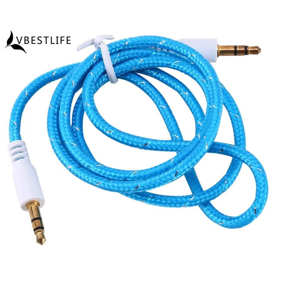 5 Pcs/Lot 3.5mm Stereo Audio Cables Jack Male to Male Braided Cable AUX