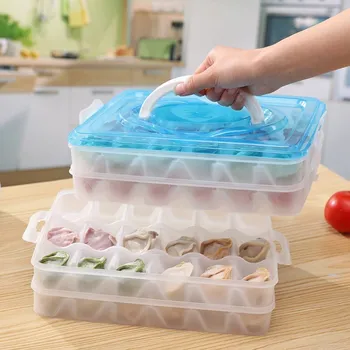 

4 layer dumpling box household PP square multi-grid dumplings frozen box refrigerator food storage box With handle mx6211427