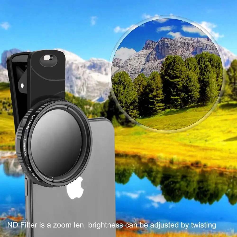 Najtaniej Neewer 37mm Clip on ND 2 400 aparatu telefonu komórkowego filtr obiektywu regulowany neutralnej gęstości dla smartfonów iPhone X xs max Plus Samsung