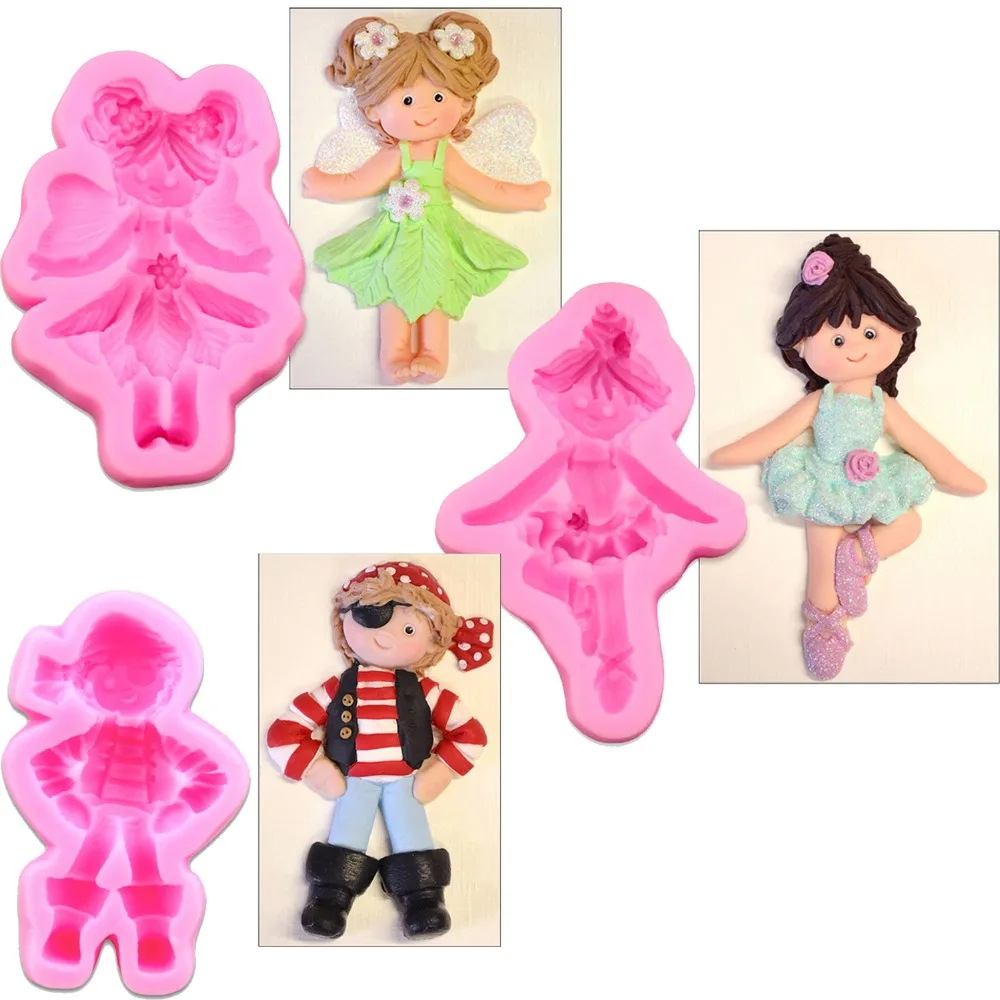 

Angel Girl Boy Silicone Cake Mold Party Wedding Fondant Cake Decorating Tools Sugar Paste Chocolate Fimo Clay Candy Molds