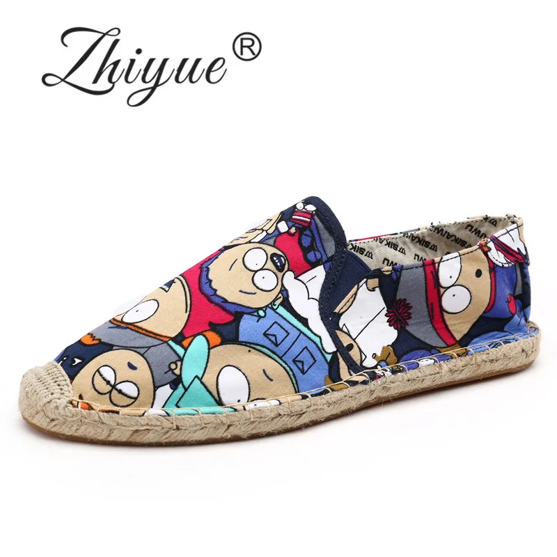 

ZHI YUE Men Casual Canvas Espadrilles Summer Fisherman Shoes Male Flats Loafers Slip On Hemp Shoes Size 39-45