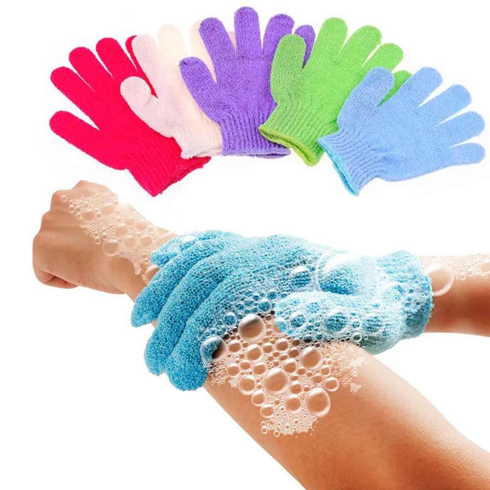 

Dropshipping 5Pcs Shower Gloves Exfoliating Bath Gloves Foam Bath Skid Resistance Body Skin Spa Massage Cleaning Loofah Scrubber