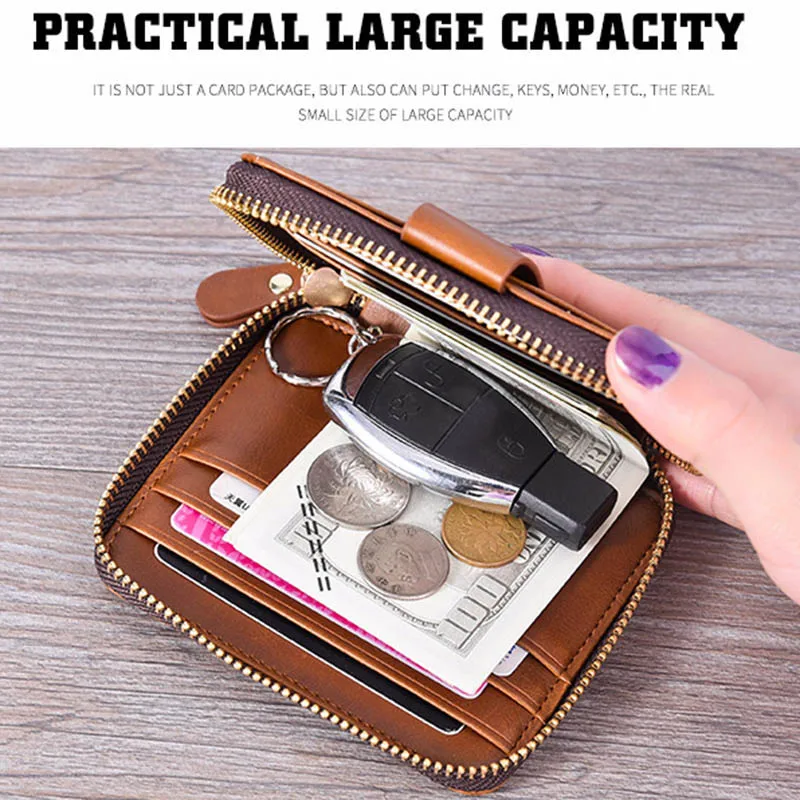 

High-Capacity ID Driver's License Card Wallet Zipper KeyPackage Cases Purse New