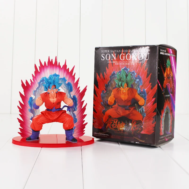 

19cm Dragon Ball Z Goku Figure Toy Super Saiyan God Son Gokou Kaiohken Anime DBZ Collectible Model Doll