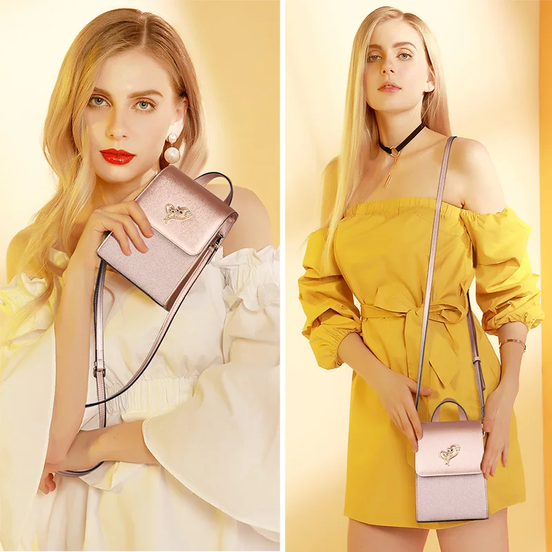 FOXER Brand Lady Cellphone Bags Female Leather Shoulder Bag Girl's MINI Crossbody Bags Women Evening bag Valentine's Day present FOXER Brand Lady Cellphone Bags Female Leather Shoulder Bag Girl's MINI Crossbody Bags Women Evening bag Valentine's Day present