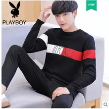 Playboy Осенняя мужская Корейская тонкая Молодежная Красивая толстовка с круглым вырезом и длинными рукавами