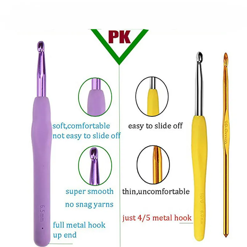 KOKONIT 56 Pack Crochet Kits 12PCS Colorful Crochet Hooks Set Ergonomic Soft Handles Yarn Knitting Needles for Women Mom Gifts (3)
