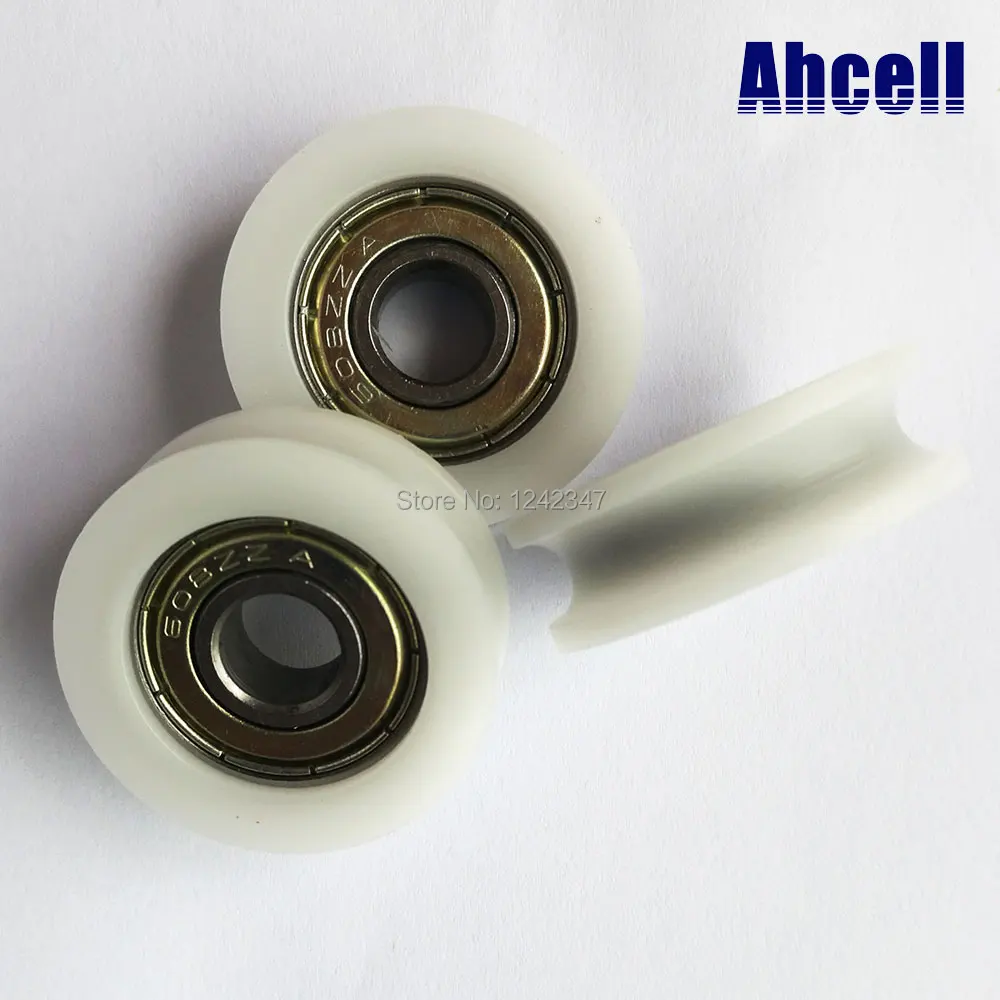 30mm OD Plastic Nylon Pulley Wheel Sealed Guide Roller Groove Ball Bearing Flat