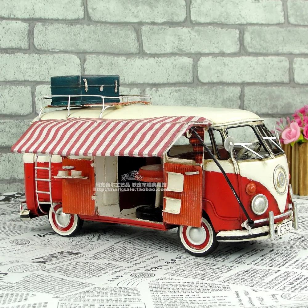 Антикварные модели автомобилей ручной работы ретро металлические изделия классический Кемпер RV для украшения дома столовой декорации и подарки на день рожденья