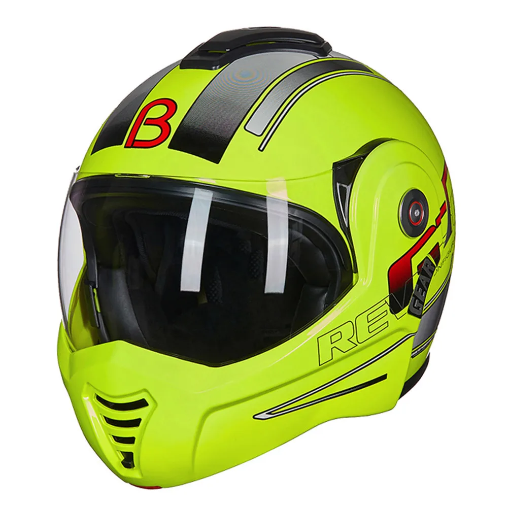 BEON откидной мотоциклетный шлем модульный Открытый анфас шлем мото шлем мотоциклетный шлем Capacete трансформируемые шлемы - Цвет: Fluorescent