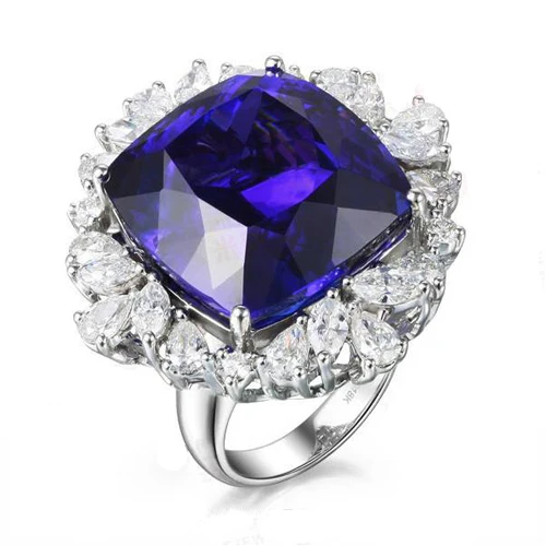 

2017 Anillos Qi Xuan_AAA Blue Stone Rings_Fashion Ring_S925 Solid Sliver Blue Stone Square Rings_Manufacturer Directly Sales