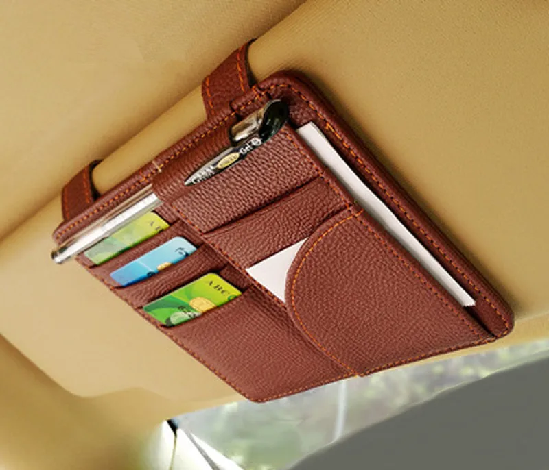 MOQIU-High-Quality-Microfiber-PU-leather-Car-Sun-Visor-Glasses-clip-card-holder-multifunctional-storage-bag