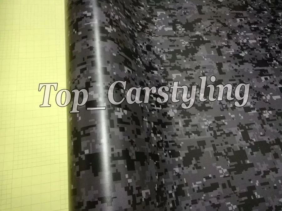 black gray digital pixel camo vinyl car wrapping covering  (5)