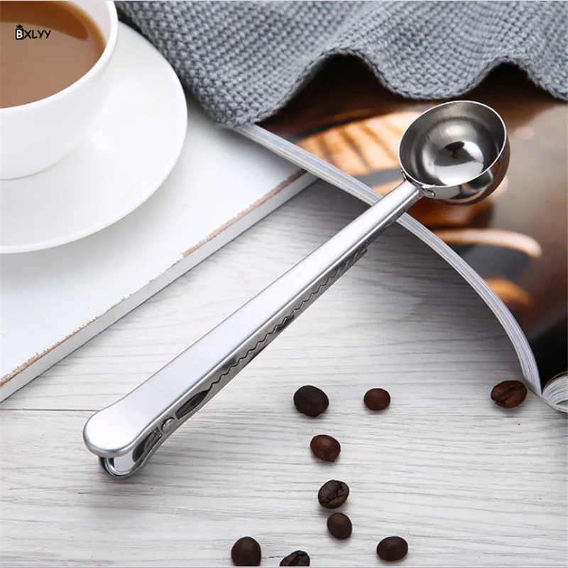 BXLYY 1 шт. мерная ложечка для кофе из нержавеющей стали с зажимом для запечатывания кухонная Приправа ложка для приготовления пищи инструмент ложка для мороженого Gadget.7 - Цвет: Прозрачный
