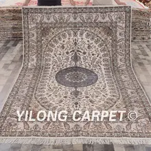 Yilong 6'x9 персидский шелковые ковры ручной работы бежевый Тебриз шелковый ковер(ZW028M6x9
