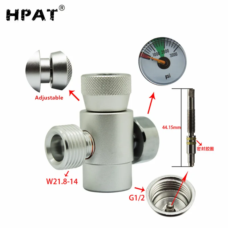 HPAT CO2 ЦИЛИНДР Заправка Адаптер разъем Газовый Регулятор DIN 477 W21.8-14