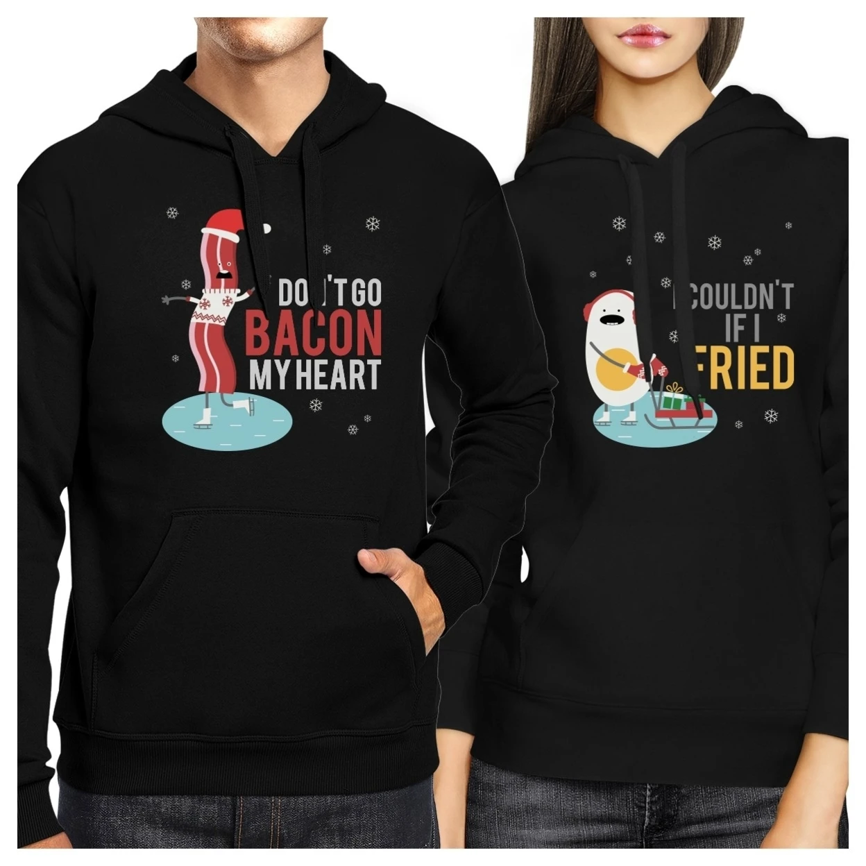 366 Printing Bacon And Egg Winter Version Couple Hoodies Cute Holiday Gift Ideas