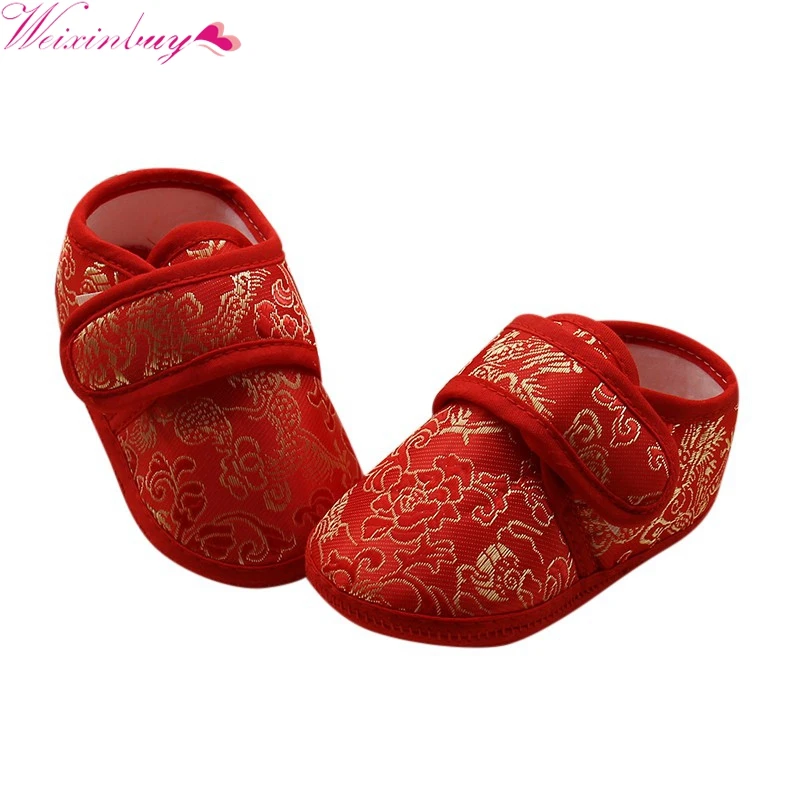 

Kids Classic Chinese Style Newborn Cotton Soft Autumn Warm Cozy Bottom First Walkers Baby Cack Shoes M1