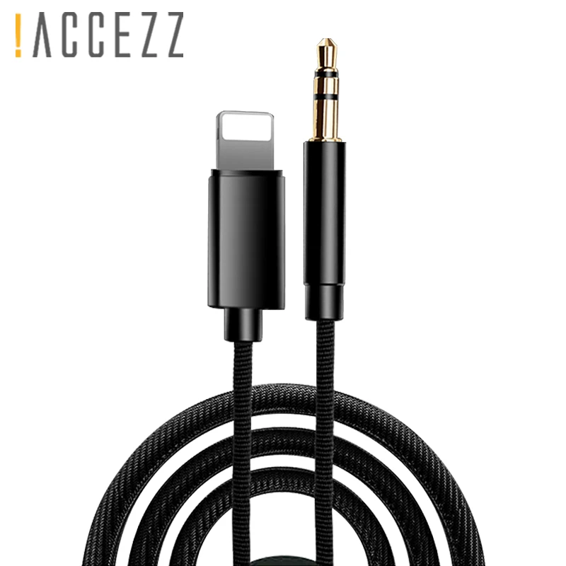 

!ACCEZZ Car Audio Cable For iphone 7 8 6 X XS MAX XR Plus Connector 3.5mm Jack Headphone Adapter DVD Player AUX Splitter Cord 1M