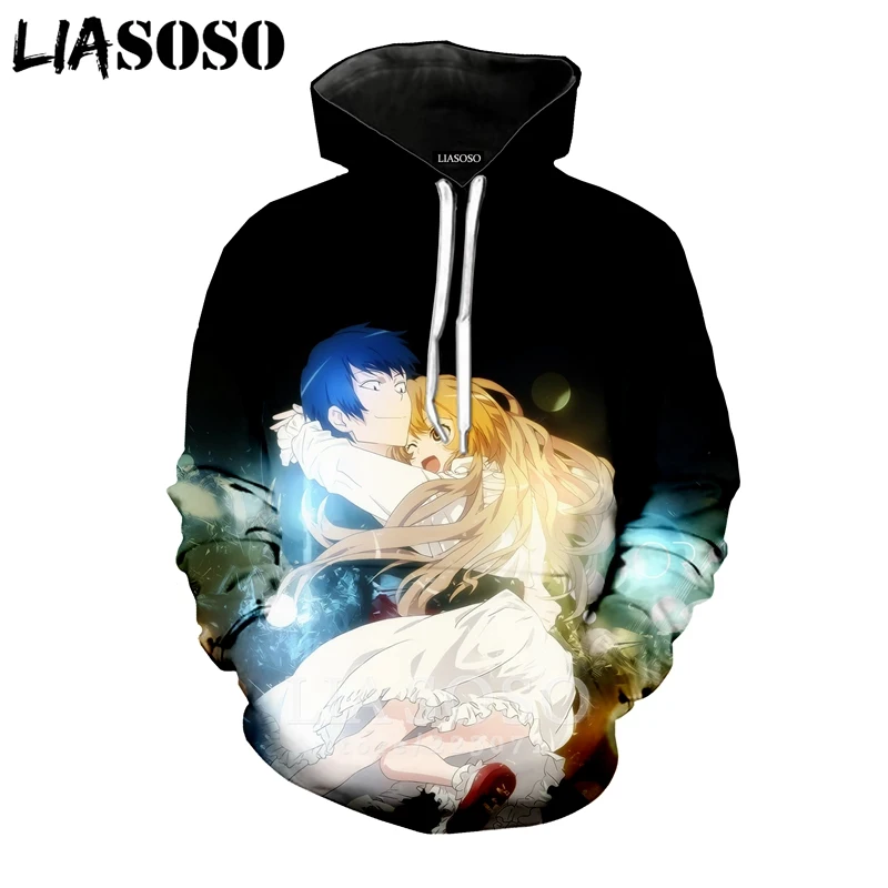 LIASOSO Новинка зимы для мужчин и женщин модный свитер 3D принт мультфильм аниме Toradora Толстовка с длинным рукавом хип хоп Топ пуловер A193-10