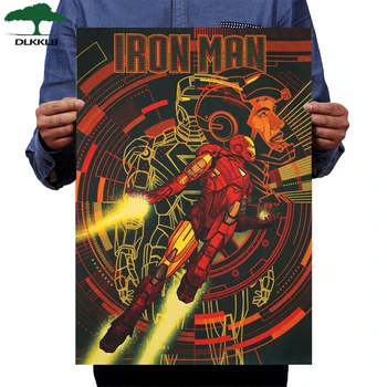 

DLKKLB Superhero Iron Man Vintage Kraft Paper Poster B Style Avengers Classic Movie Wall Sticker Bar Cafe Home Decor Painting