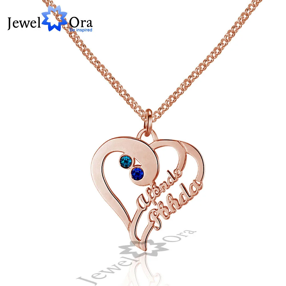 Love Promise Christmas Gift DIY Name Necklace Personalized 925 Sterling Silver Heart Shape Name 