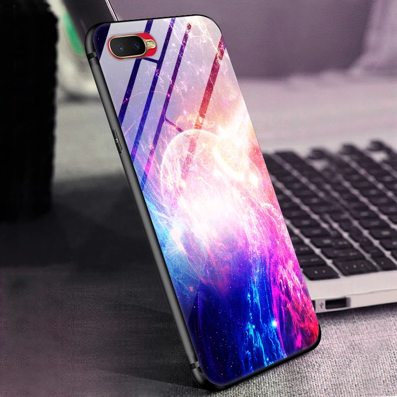 Для OPPO RX17 Neo Case закаленное Стекло Жесткий задний Чехол бант для OPPO RX17 Neo чехол мягкий TPU бампер на OPPO K1 Fundas пространство