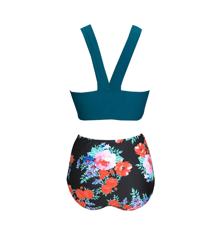 Green-print-high-waist-Wide-shoulder-strap-Sports-swimwear-bikini_04