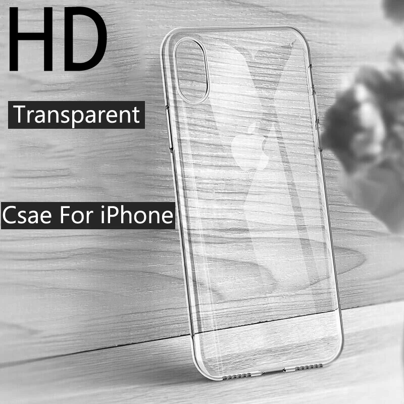 

Ultra Thin Cases For iPhone X 6 7 8 Plus Phone Case For iPhone XS Max XR 5S 5 SE 7 6 Transparent Shockproof Silicone Covers Soft