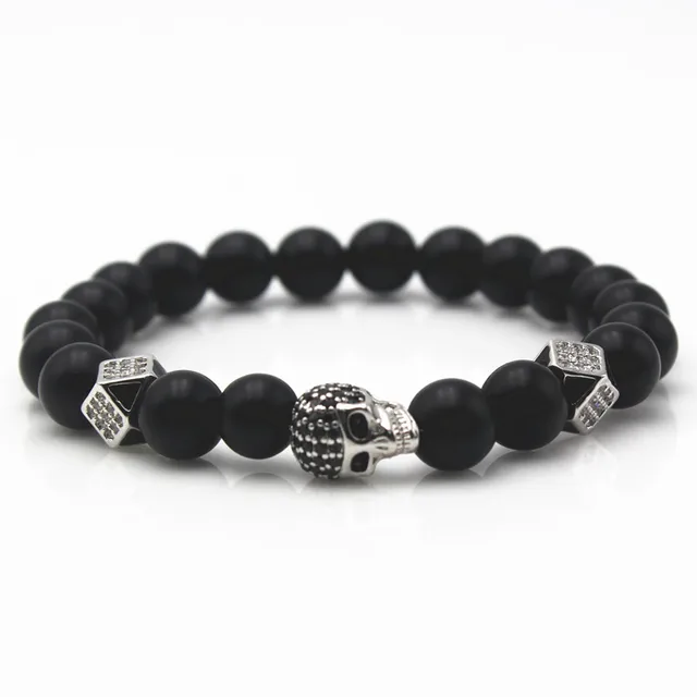 Skull Bracelets For Northskull Black Matte Irregular Polygon Shape Skull Bracelets For Northskull Black Matte Irregular Polygon Shape Beaded Men Skeleton Head Yoga Bracelet